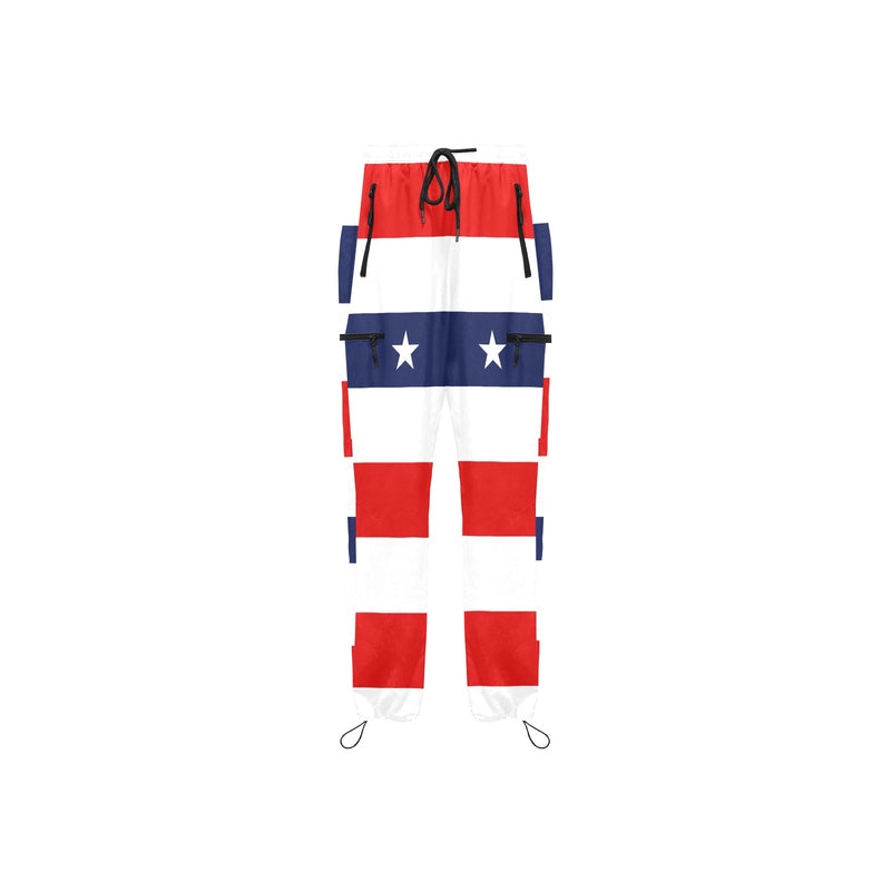 red white blue star and stripes print Women's Quick Dry Cargo Sweatpants (Model L65) - Objet D'Art