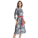 Boat Neck Belted Flared Dress - Objet D'Art