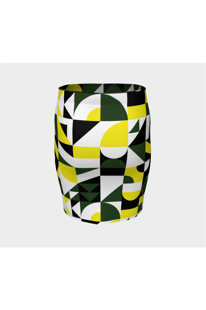 Green Abstract Fitted Skirt - Objet D'Art