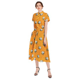 Drawstring Waist A-line Flared Midi Dress - Objet D'Art