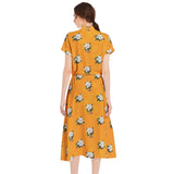 Drawstring Waist A-line Flared Midi Dress - Objet D'Art