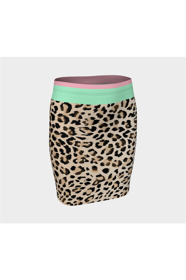 Leopard Pink and Green Fitted Skirt - Objet D'Art