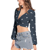 All Stars Women's Deep V-Neck Lantern Sleeve Crop Top - Objet D'Art