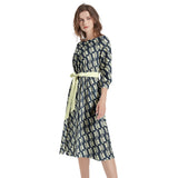 Boat Neck Belted Flared Dress - Objet D'Art