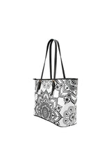 mandala tote bag 3 Leather Tote Bag/Small (Model 1651) - Objet D'Art