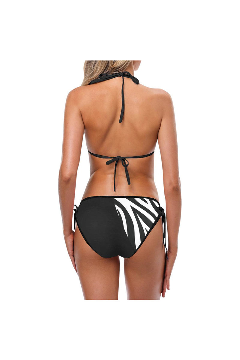 Asymmetrical Zebra Print Custom Bikini Swimsuit (Model S01) - Objet D'Art