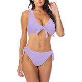 lavender solid light Bow Tie Front Bikini Swimsuit (Model S38) - Objet D'Art