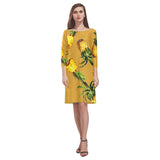 big pineapple print 2A Rhea Loose Round Neck Dress(Model D22) - Objet D'Art