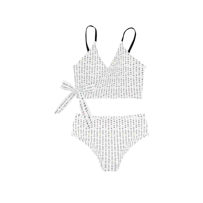 strike while the iron is hot 2 dress print Knot Side Bikini Swimsuit (Model S37) - Objet D'Art