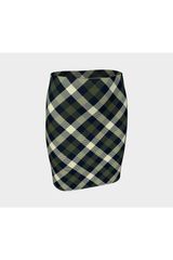 Military Chive Tartan Fitted Skirt - Objet D'Art