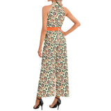 Halter Neck Buckle Belted Jumpsuit - Objet D'Art