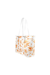 Orange Floral Leather Tote Bag/Small - Objet D'Art