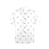 crane 4 hokusai print 2 Men's Stand-Up Collar Short Sleeve Shirt - Objet D'Art