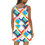 color moments print 2 All Over Print Vest Short Jumpsuit - Objet D'Art