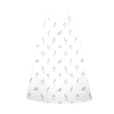 swan print asian print Drawstring Neck Sleeveless Dress (Model D68) - Objet D'Art