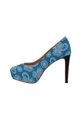 Paisley in Royal Blue Women's High Heels (Model 044) - Objet D'Art
