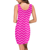 chevron fuchsia print Medea Vest Dress (Model D06) - Objet D'Art