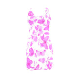 butterfly pink on white print Medea Vest Dress (Model D06) - Objet D'Art
