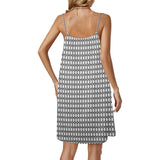 small diamond print Drawstring Neck Sleeveless Dress (Model D68) - Objet D'Art
