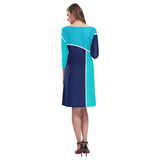 tri colored dress Rhea Loose Round Neck Dress(Model D22) - Objet D'Art