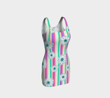 Floral Striped Bodycon Dress - Objet D'Art
