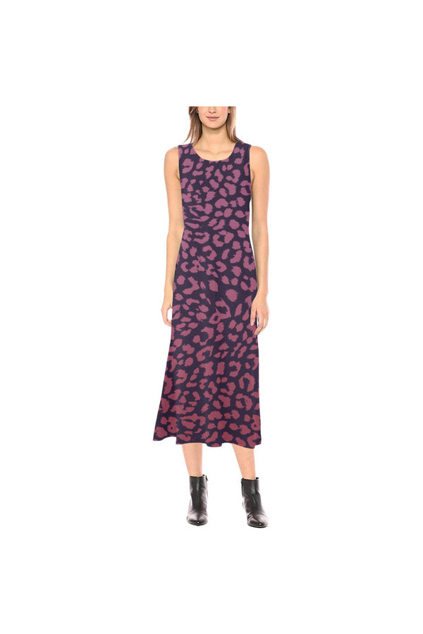 Berry Leopard Print Phaedra Sleeveless Open Fork Long Dress - Objet D'Art Online Retail Store