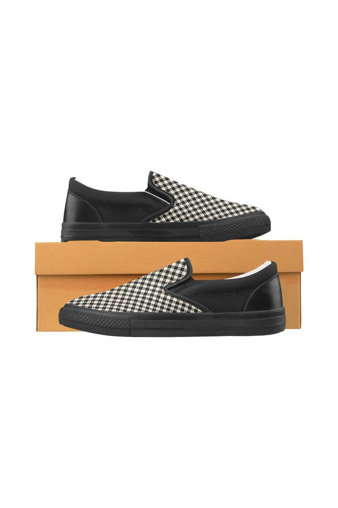 Circle in Squares Men's Slip-on Canvas Shoes (Model 019) - Objet D'Art