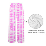 pink striped tiger striped print Women's Wide Leg Lounge Pants (Model L77)