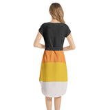 Candy Corn Notched Neck Belted Dress - Objet D'Art