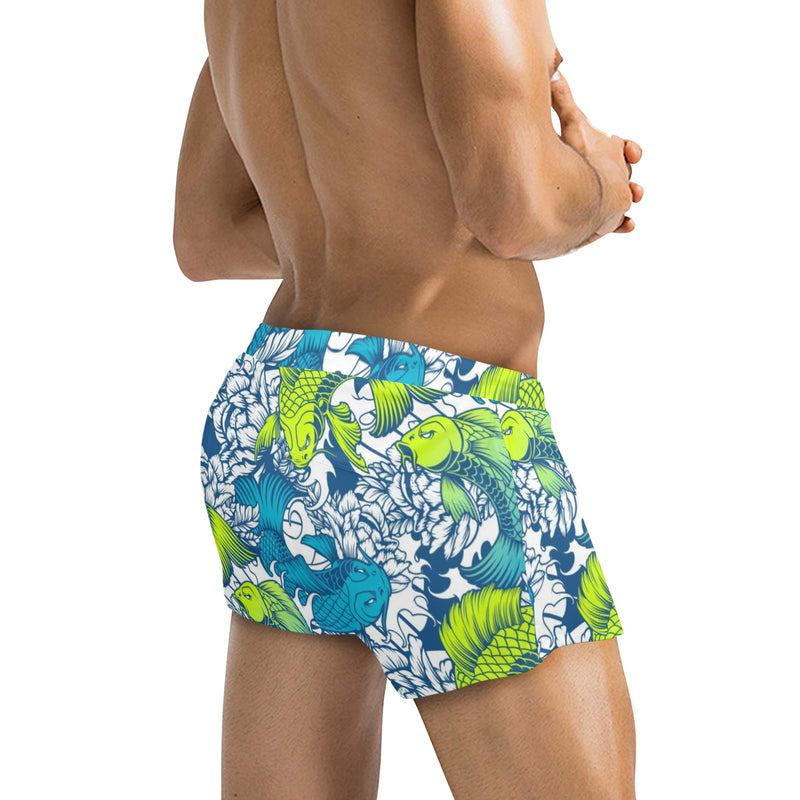 pisces neon green blue ombre print Men's Swim Trunks with Zipper Pocket (Model L71) - Objet D'Art
