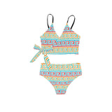 greek key print 2 A C Knot Side Bikini Swimsuit (Model S37) - Objet D'Art