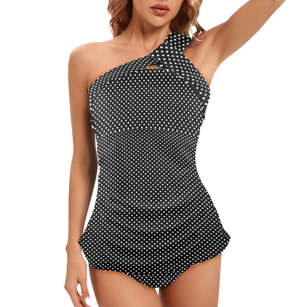 Black skirt Women's One Shoulder Backless Swimsuit - Objet D'Art