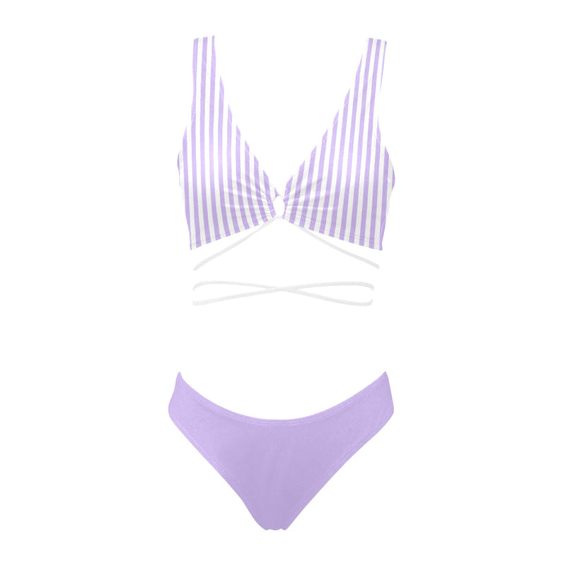 lavender solid light Cross String Bikini Set (Model S29) - Objet D'Art