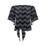 waves8 print Off Shoulder Knot Front Blouse (Model T71) - Objet D'Art