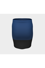 Two-Tone Blue Fitted Skirt - Objet D'Art