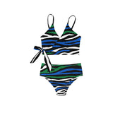 marine camo Knot Side Bikini Swimsuit (Model S37) - Objet D'Art