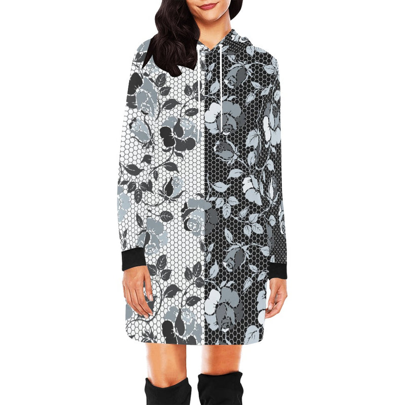 selenium gray print 1 All Over Print Hoodie Mini Dress (Model H27) - Objet D'Art