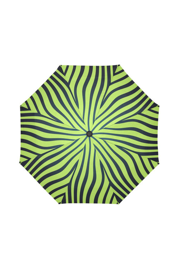 Lime Green Zebra Print Auto-Foldable Umbrella - Objet D'Art