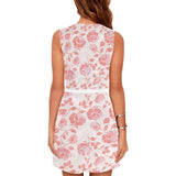peach rose print Eos Women's Sleeveless Dress (Model D01) - Objet D'Art