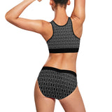 ogee outline print 2 Women's Sports Bra Yoga Set - Objet D'Art
