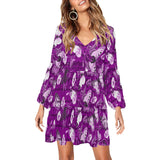 butterfly print 2 a V-Neck Loose Fit Dress (Model D62) - Objet D'Art