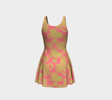 Dark Pink and Green Flare Dress - Objet D'Art