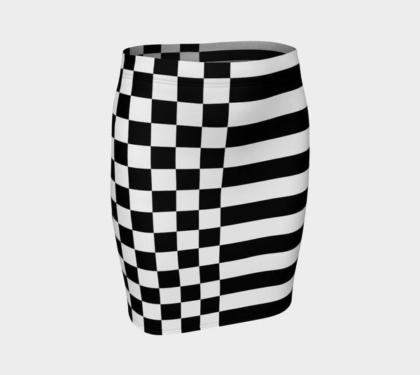 Checkered Striped Fitted Skirt - Objet D'Art