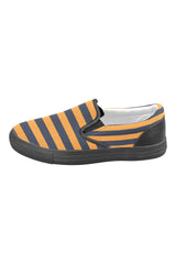 Gold & Blue Stripes Men's Slip-on Canvas Shoes (Model 019) - Objet D'Art