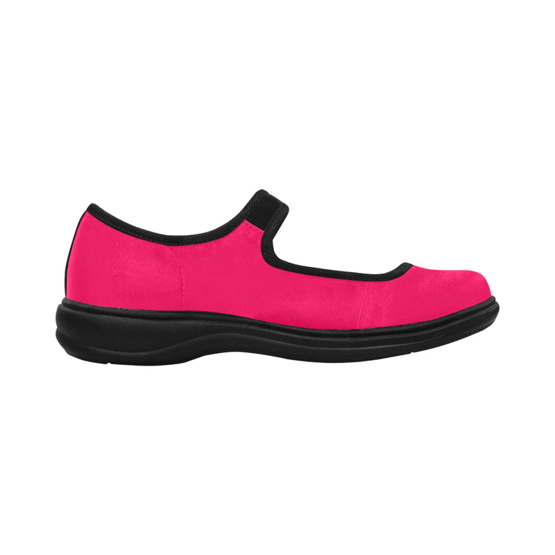 hot pink Mila Satin Women's Mary Jane Shoes (Model 4808) - Objet D'Art