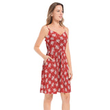 White Floral Silhouettes on White Spaghetti Strap Sleeveless Summer Beach Dress - Objet D'Art