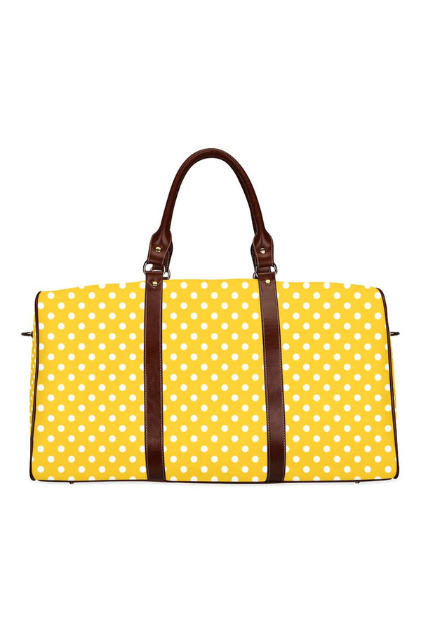 Mustard Polka Dots Waterproof Travel Bag/Large (Model 1639) - Objet D'Art