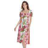 Puff Sleeve Split Thigh Midi Dress - Objet D'Art