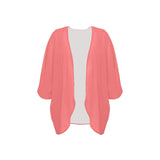 salmon solid one Women's Kimono Chiffon Cover Up (Model H51) - Objet D'Art