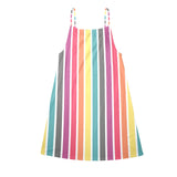 spectral striped Drawstring Neck Sleeveless Dress (Model D68) - Objet D'Art